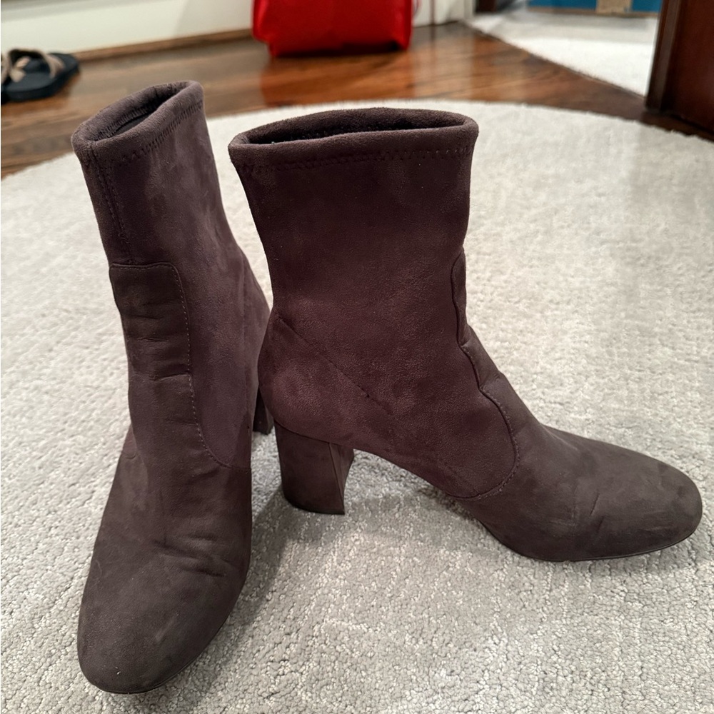 Ann Taylor Brown Heeled Boots Suede Ankle